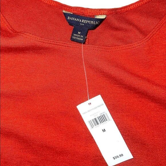 Banana Republic Ruched Sleeve Shift Dress in Burnt Tangerine Medium NWT - Picture 12 of 12